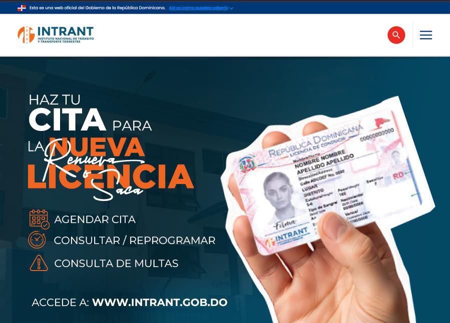 INTRANT habilita citas en línea para tramitar la nueva licencia de conducir