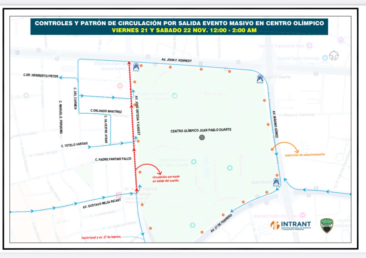 INTRANT y DIGESETT informan rutas alternas por concierto de Bad Bunny los días 21 y 22 de noviembre